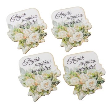   Nyomtatott dekorkarton Anyák napjára .. virágos tábla fehér 6cm 4db-os