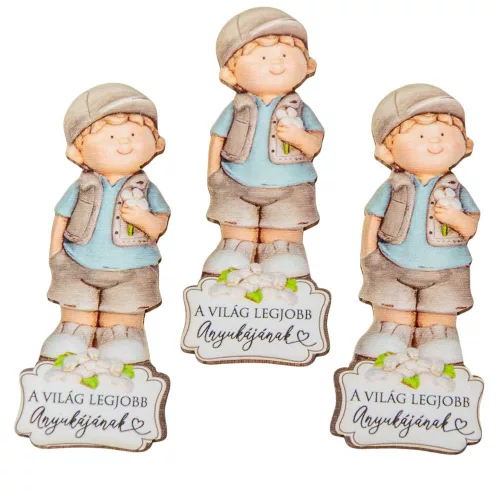 Nyomtatott dekorkarton  A világ legjobb anyukájának kisfiú 8,5cm 3db-os