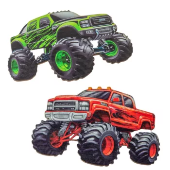 Nyomtatott dekorkarton Monster truck 9cm 2db-os