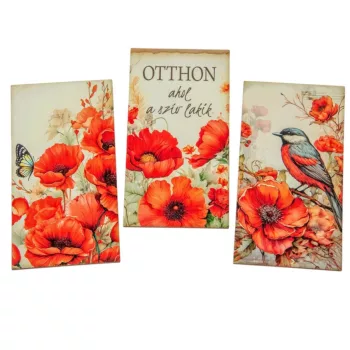 Nyomtatott dekorkarton - Pipacsos tábla 9,5cm 3db-os csomag