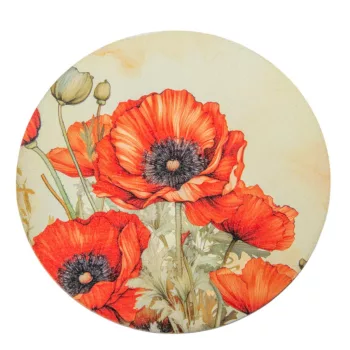 Nyomtatott fa tábla koszorú közép Pipacsos 11,8cm