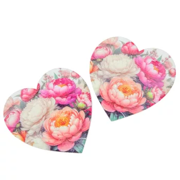 Nyomtatott fa tábla Pünkösdi rózsás szív 9,6cm 2db-os