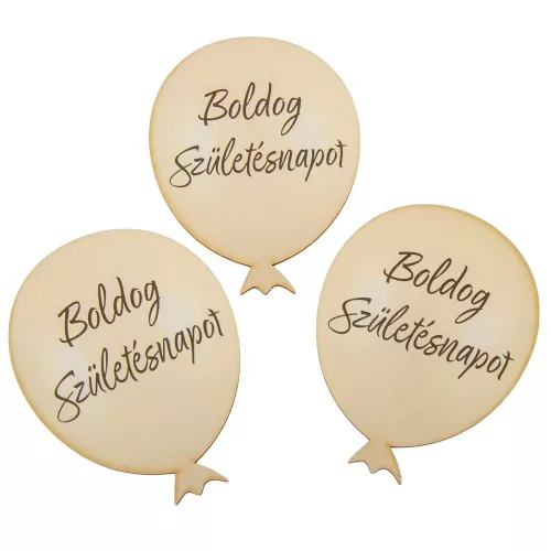 Nyomtatott dekorkarton  Boldog születésnapot lufi  krém 10cm 3db-os