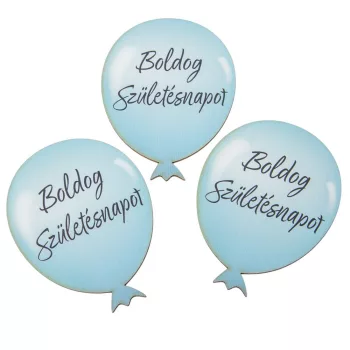   Nyomtatott dekorkarton Boldog születésnapot lufi kék 10cm 3db-os