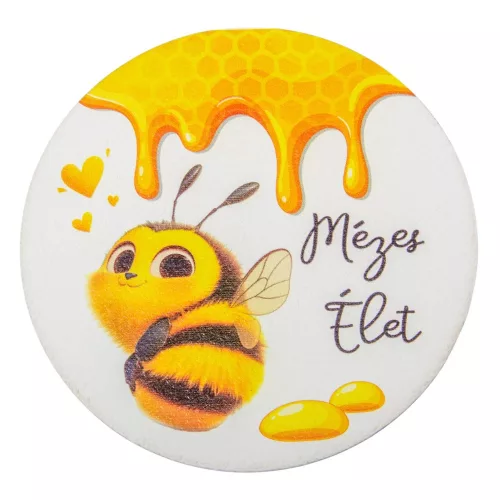 Nyomtatott fa tábla koszorú közép Mézes élet 11,8cm