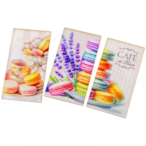 Nyomtatott dekorkarton Macaronos tábla 9,5cm 3db-os