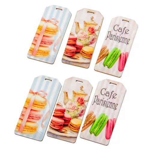 Nyomtatott dekorkarton - Macaronos biléta 5,5cm 6db-os