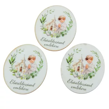   Nyomtatott dekorkarton Elsőáldozás - kisfiú 8cm 3db-os csomag