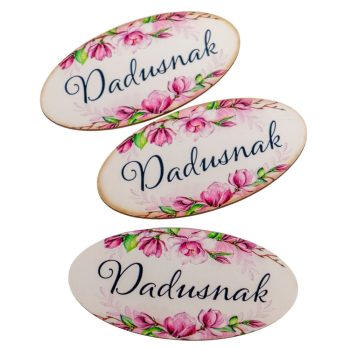   Nyomtatott dekorkarton Dadusnak ovál tábla 8cm 3db-os csomag