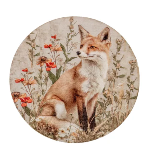 Nyomtatott fa tábla koszorú közép róka 11,8cm