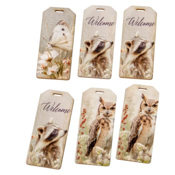 Nyomtatott dekorkarton - Erdei állatok biléta 5,5cm 6db-os