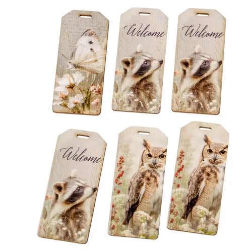 Nyomtatott dekorkarton - Erdei állatok biléta 5,5cm 6db-os