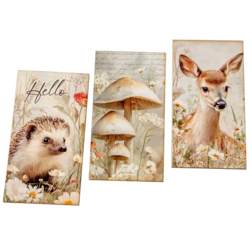 Nyomtatott dekorkarton - Erdei állatok tábla 9,5cm 3db-os