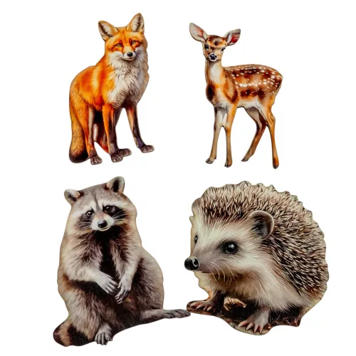 Nyomtatott dekorkarton - Őszi állatok válogatás 10cm 4db-os
