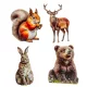 Nyomtatott dekorkarton - Őszi állatok válogatás 10cm 4db-os