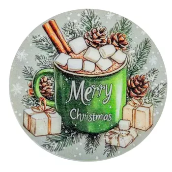 Nyomtatott fa tábla koszorú közép Zöld bögrés 11,8cm