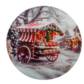   Nyomtatott fa tábla koszorú közép Vásári szekér 11,8cm