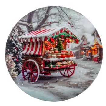   Nyomtatott fa tábla koszorú közép Vásári szekér 14,8cm