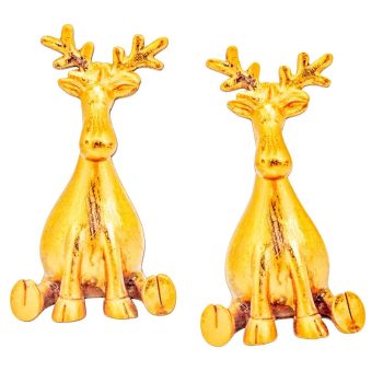 Nyomtatott dekorkarton arany szarvas 13cm 2db-os