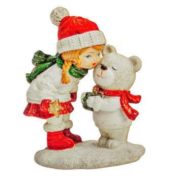 Nyomtatott dekorkarton - Kislány macival 13cm