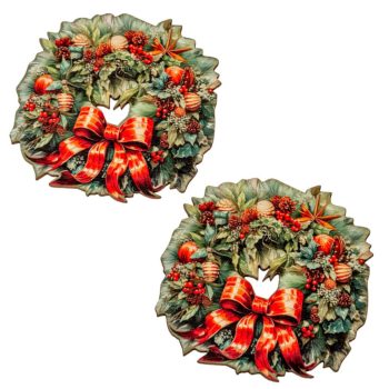 Nyomtatott dekorkarton  Karácsonyi koszorú 7cm 2db-os