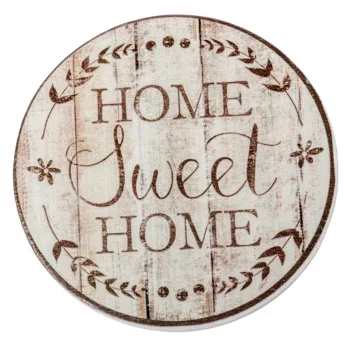   Nyomtatott fa tábla koszorú közép - Home Sweet Home 11,8cm