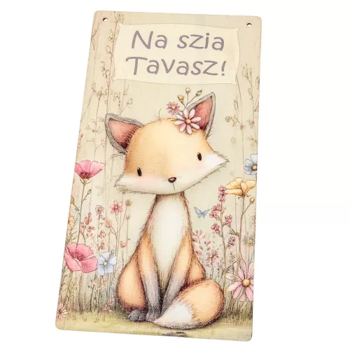 Nyomtatott fa tábla - Na szia Tavasz 13x24,3cm