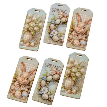   Nyomtatott dekorkarton Húsvéti pasztell téma biléta 5,5cm 6db-os