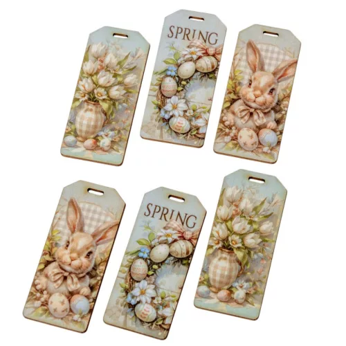 Nyomtatott dekorkarton Húsvéti pasztell téma biléta 5,5cm 6db-os