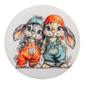 Nyomtatott fa tábla koszorú közép Nyuszkók 14,8cm