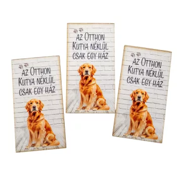   Nyomtatott dekorkarton Az otthon...- Golden retriever 9,5cm 3db-os csomag