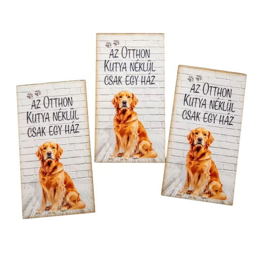 Nyomtatott dekorkarton Az otthon...- Golden retriever 9,5cm 3db-os csomag