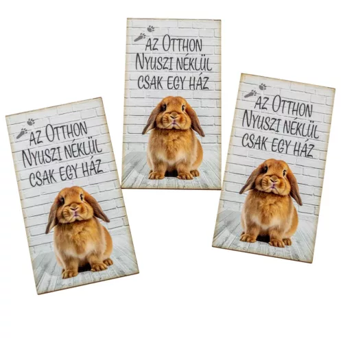 Nyomtatott dekorkarton - Az otthon nyuszi nélkül 9,5cm 3db-os