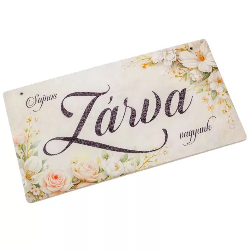 Nyomtatott fa tábla Zárva-Nyitva pasztell rózsás 24,3x13cm 