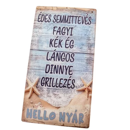 Nyomtatott fa tábla Nyári Tenger téma 11,8cm
