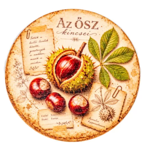 Nyomtatott fa tábla koszorú közép Az ősz kicsei 11,8cm