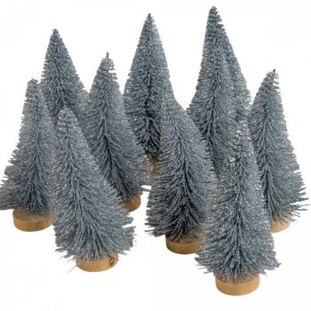 Mini fenyő ezüst glitteres 10cm 10db-os