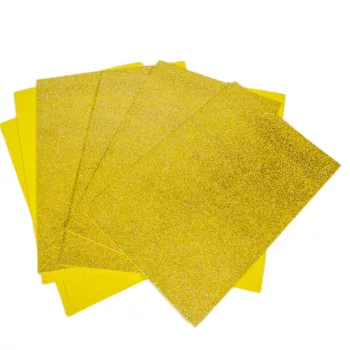 Csillámos dekorgumi arany 20x29,5cm 2mm 10db-os