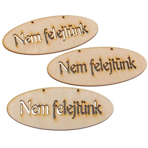 Natúr fa ovális "Nem felejtünk" tábla 14cm 3db-os