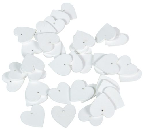 Fa szív fűzhető fehér 3cm 40db-os