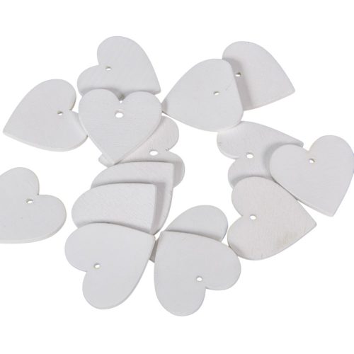 Fa szív fűzhető fehér 4cm 15db-os