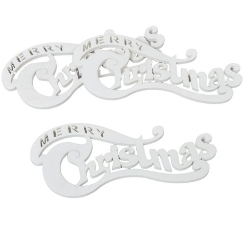 Merry christmas íves felirat fa fehér 20cm 3db-os