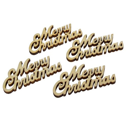 Merry Christmas felirat natúr fa 10cm 4db-os