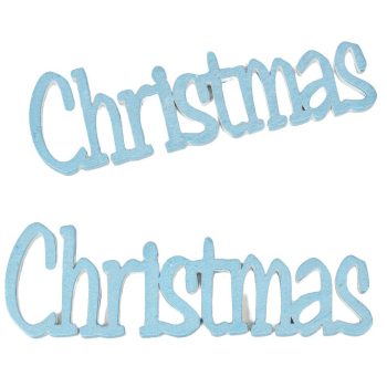 Christmas felirat metál kékezüst 15cm 2db-os