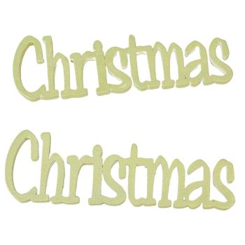 Christmas felirat metál zöldarany 15cm 2db-os