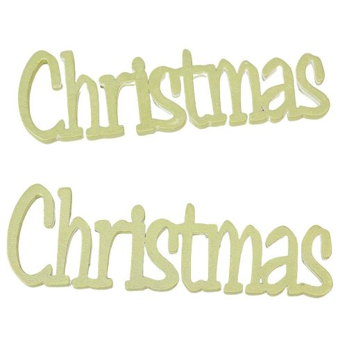 Christmas felirat metál zöldarany 15cm 2db-os
