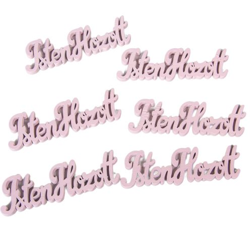 Fa Isten hozott felirat pink 10cm 6db-os
