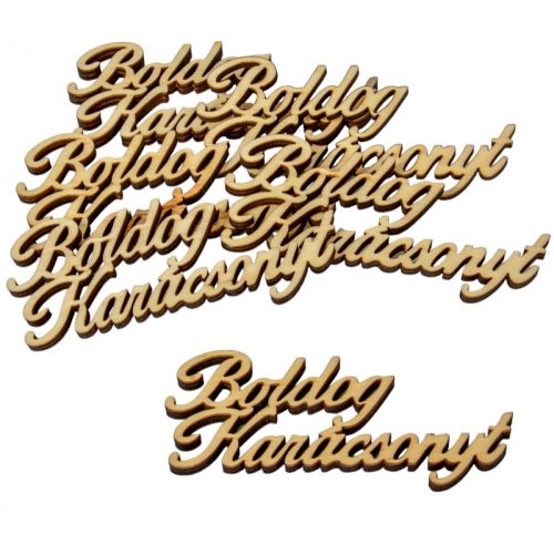 Boldog karácsonyt felirat natúr 10cm 6db-os