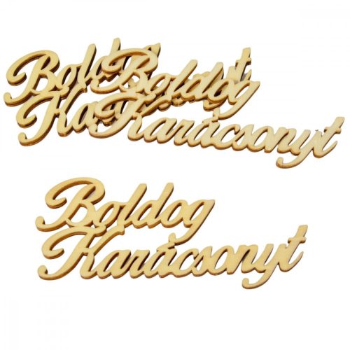 Boldog Karácsonyt felirat natúr 15cm 3db-os