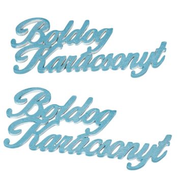Boldog karácsonyt felirat kékezüst 15cm 2db-os